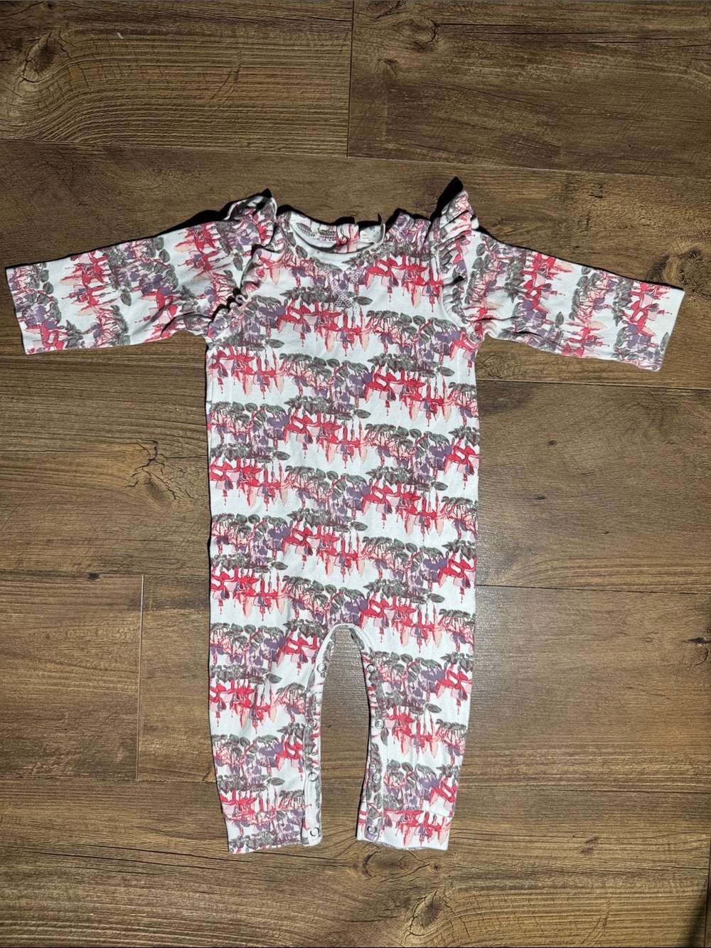 Kate Quinn Floral Ruffle Long Sleeve Baby Romper - Size 18-24mo